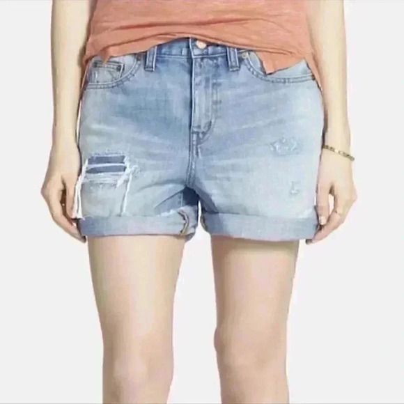 Madewell Rip & Repair Denim Boyfriend Distressed Shorts in size 25 - Picture 7 of 7